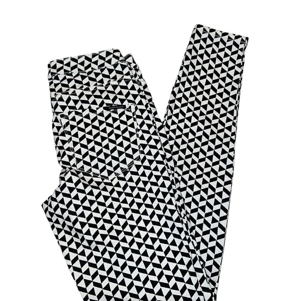 Maison Scotch 'La Bohemienne' Geometric Printed Jeans Mid Rise Skinny Size 26/32 - Picture 2 of 6